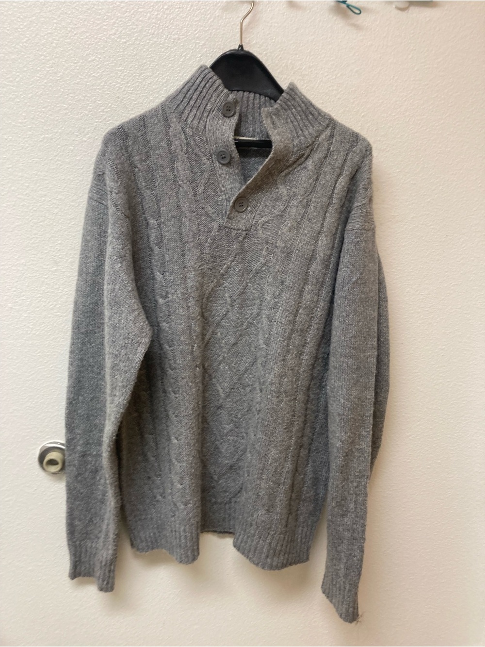BLEU ICE Gray Cotton Blend Cable Knit Academia High Class Sweater (XL)